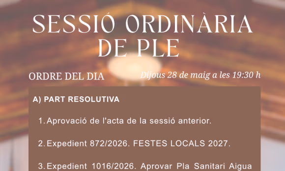SESSIÓ ORDINÀRIA DE PLE